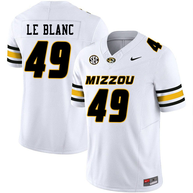 Men #49 Brett Le Blanc Missouri Tigers College Football Jerseys Stitched-White